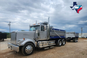 Dallas Inspired dump truck front view with Texas Ranger Blue paint