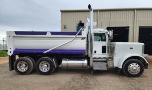 Peterbilt Dump Truck with Custom Purple Paint and LED Lights