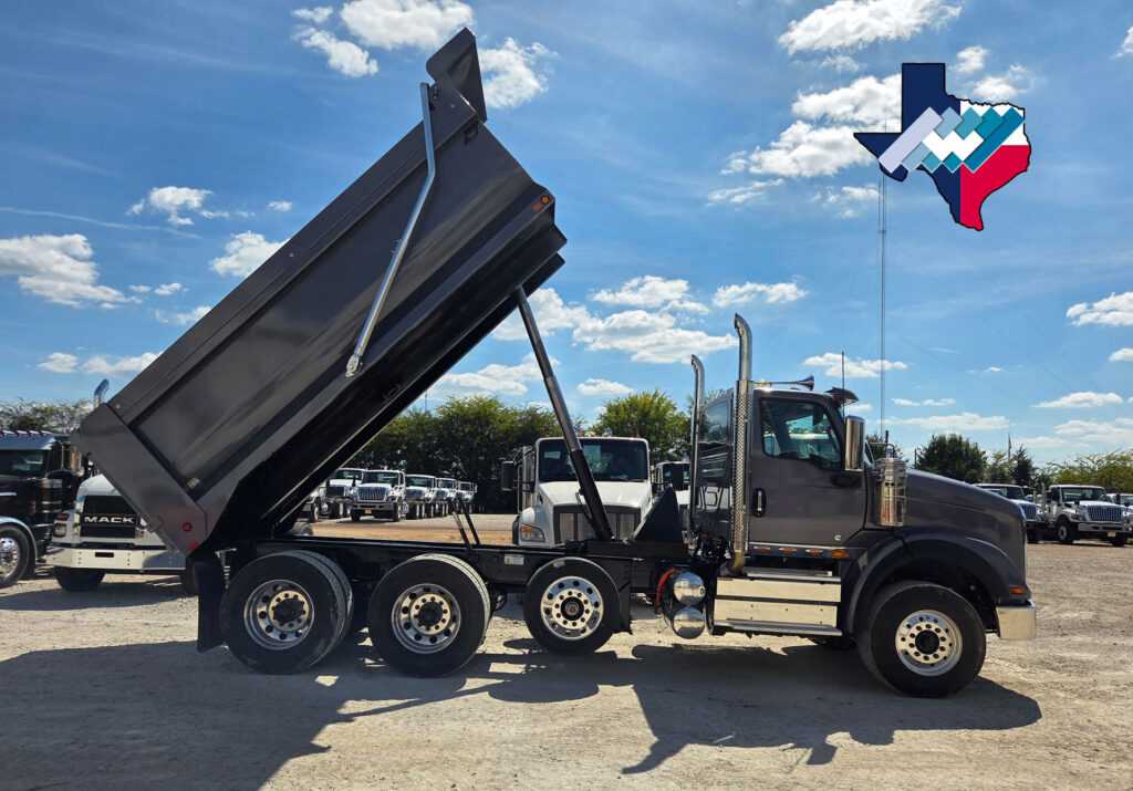 HYVA 74135 cylinder installed on International truck for heavy-duty hauling